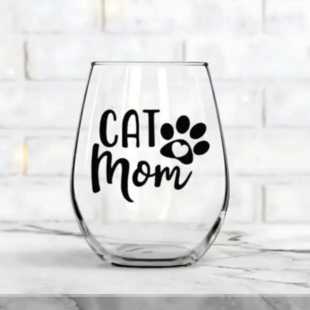 Cat Mom Wine Glass